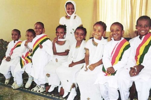 Ethiopian children in their Christmas attire